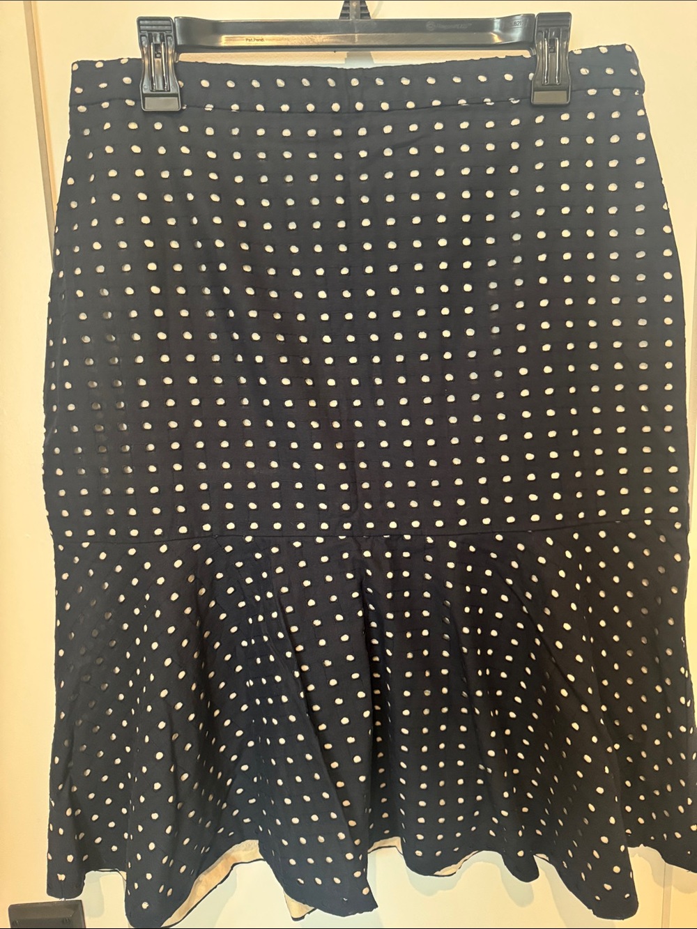 Ann Taylor SZ 10p Polka Dot Flounce Midi Skirt - Black/White